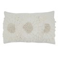 Saro Lifestyle SARO 360.I1423BC 14 x 23 in. Oblong Ivory Floral Applique Pillow Cover 360.I1423BC